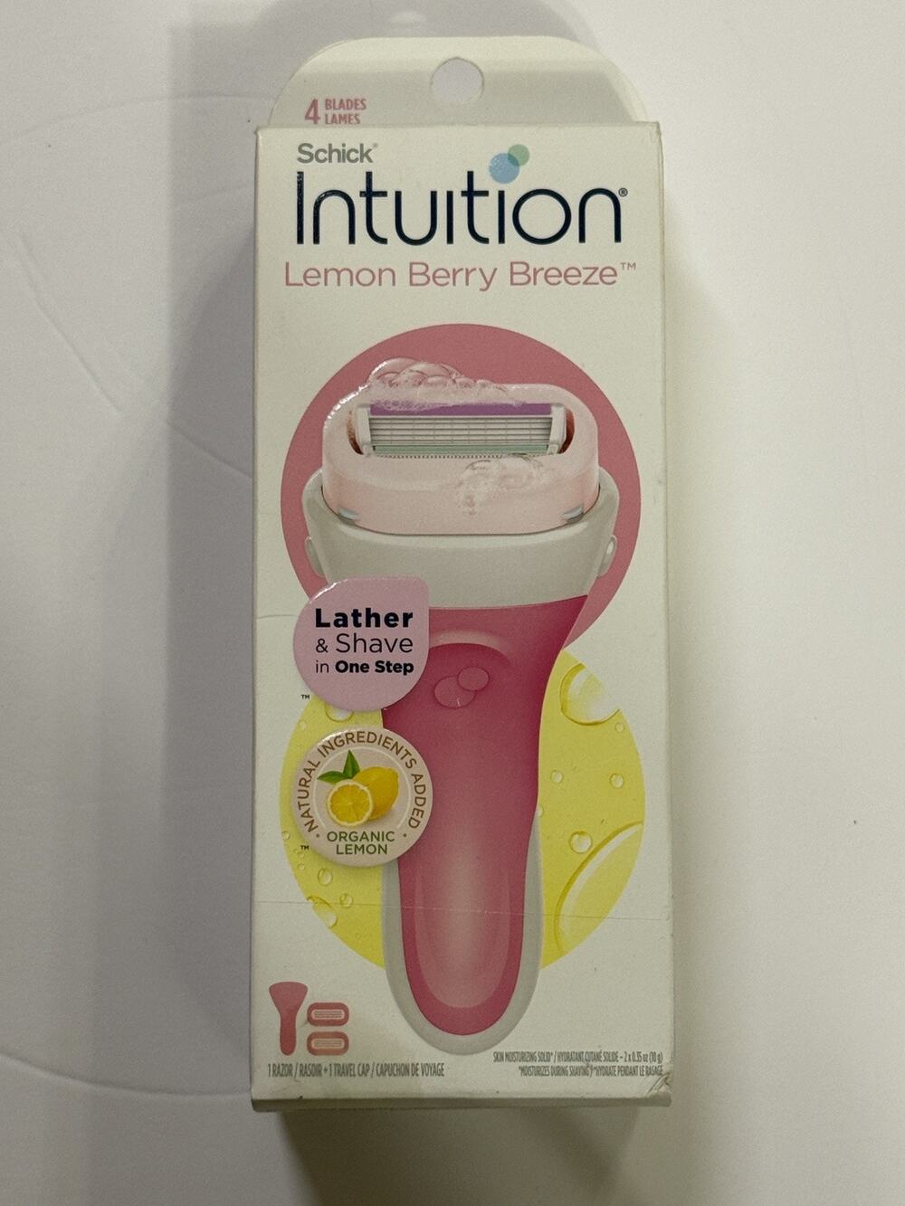 Schick Intuition Lemon Berry Breeze Women’s Razor 4 Blade Pink NEW 841058008354